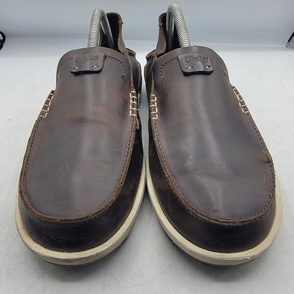 Olukai Kakaha Mens 10 Brown Leather Slip On Shoes Casual Comfort 10490-4848 main image 12